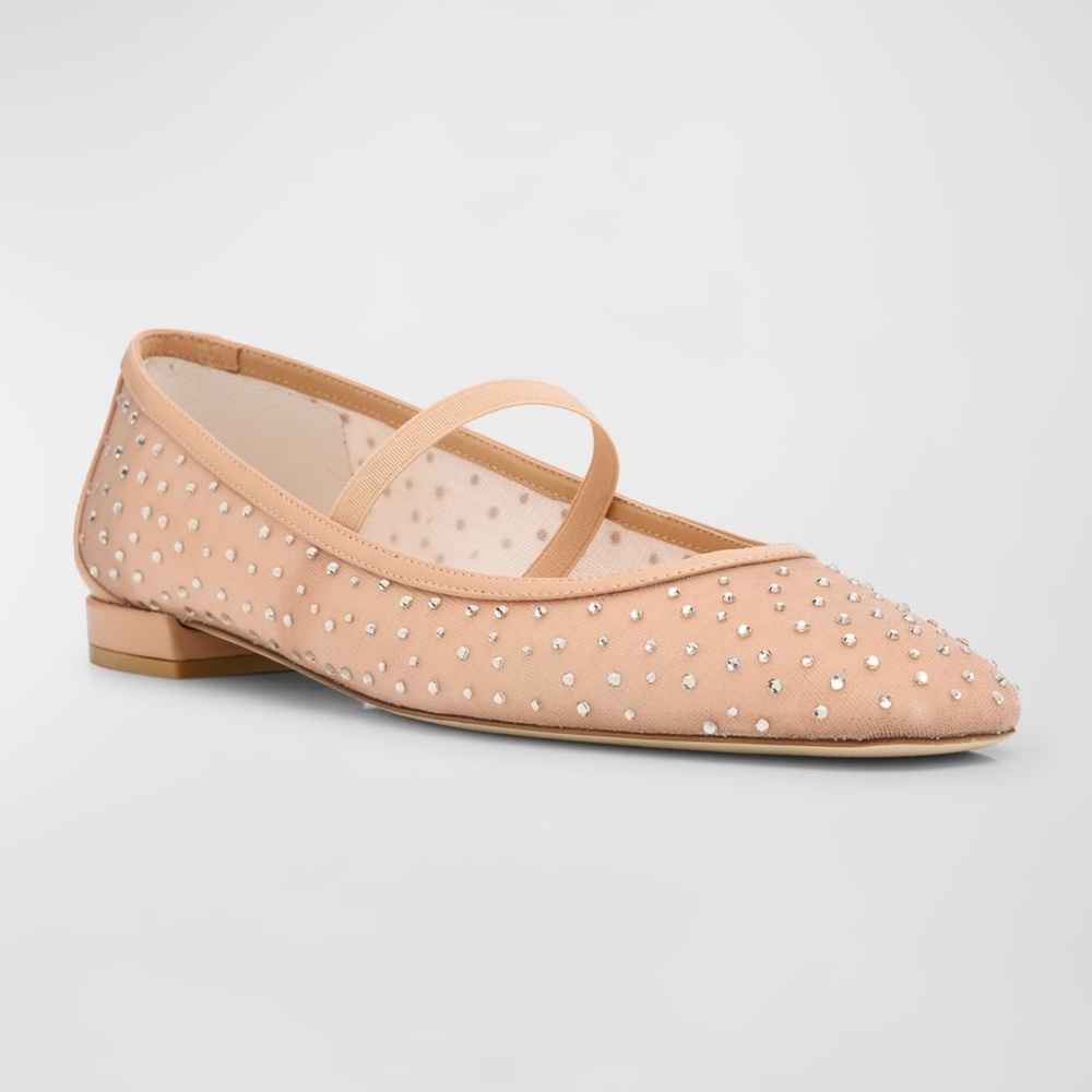Stuart Weitzman Arabella Mesh Stud MaryJane Ballet Flats NWT